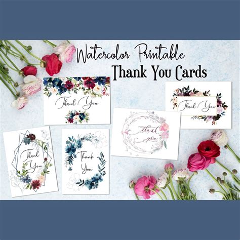 Watercolor Printable Thank You Cards - Etsy