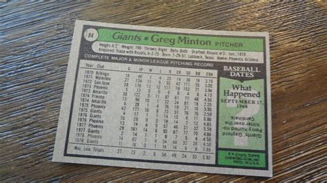 1979 Topps 84 Greg Minton Baseball Card Ebay