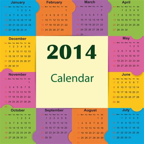 Kalender Terbaik 2014 Elemen Desain Vektor Eps Uidownload