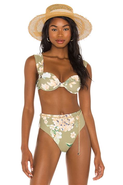 Weworewhat Claudia Bikini Top In Romantic Floral Sage Multi Revolve