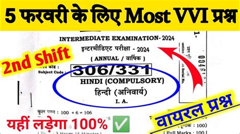 Hindi Class 12th VVI Objective Question 2024 12th Hindi VVI Objective