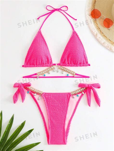 Shein Shein Swim Conjunto De Bikini Texturizado Top Sujetador Tri Ngulo