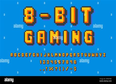 8 bit pixel font type and game typeface alphabet, vector retro letters ...