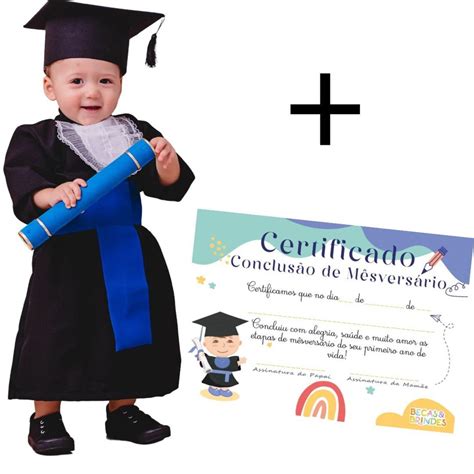 Beca de Formatura para Bebê Certificado Mêsversário Azul