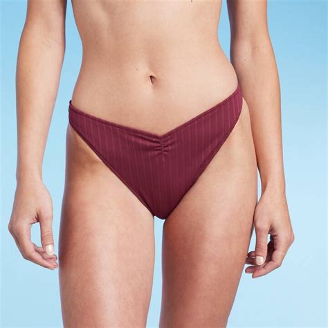 Women S Ribbed High Leg Extra Cheeky Bikini Bottom Shade Shore