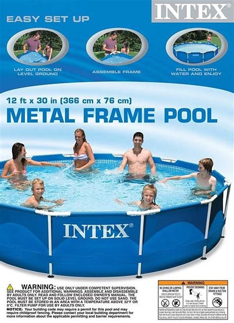 Intex 12ft X 30in Metal Frame Round Swimming Pool Set 530 Gph Pump And 6 A Filters Swimming