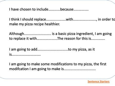 Food Technology Sentence Starters And Word Banks Teaching Resources