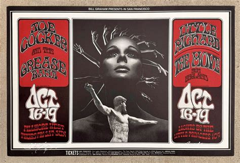 Joe Cocker Concert Poster 1969 Fillmore Bg 196 Signed David Singer And Randy Ebay