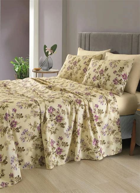 Jogo de Cama Floral Amarelo Casal 4 Peças Lar Lazer