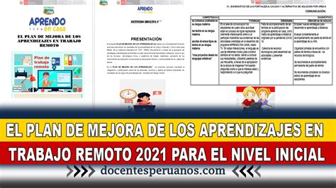 El Plan De Mejora De Los Aprendizajes En Trabajo Remoto Para El