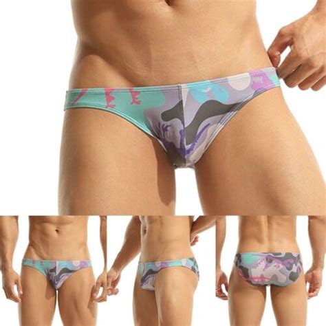 Herren Tanga Unterw Sche Gedruckt Sexy Weiche Bikini Niedrige Taille