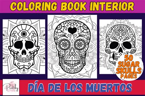 50 Dia De Los Muertos Sugar Skulls Graphic By Printiby · Creative Fabrica