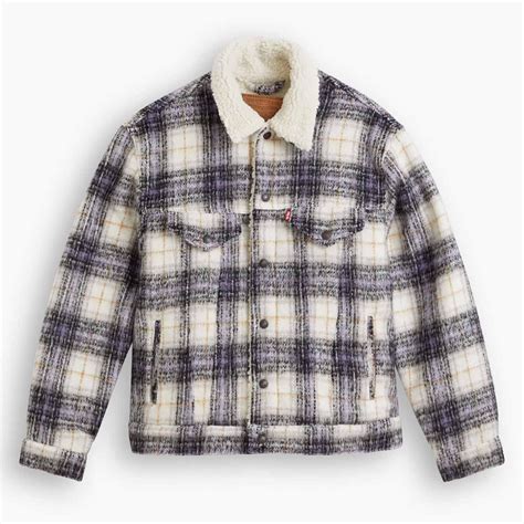 Levi S Vintage Fit S Check Sherpa Trucker Jacket In Nico Tofu