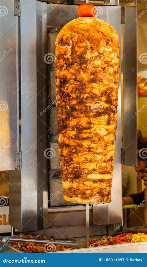 Traditional Turkish Chicken Doner Kebab Kebab On Skewer Turkish Cuisine Stock Image Image Of