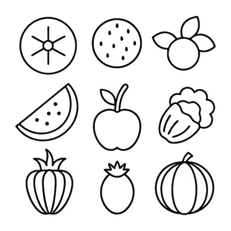 Premium Vector Fruits And Vegetables Line Icons