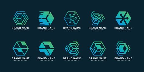 Set Of Hexagon Logo Collection With Modern Concept Technology