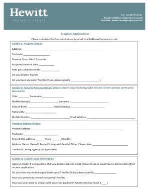 Fillable Online Tenant Application Form Property Link Fax Email Print