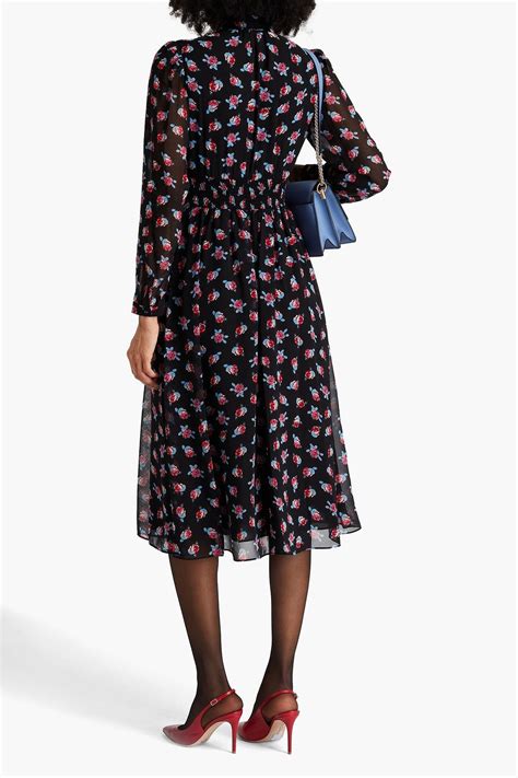 Diane Von Furstenberg Erica Pussy Bow Floral Print Crepe De Chine Midi Dress The Outnet