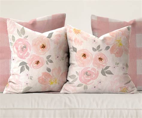 Amara Floral Gingham Pillow Covers Etsy Etsy Pillow Covers