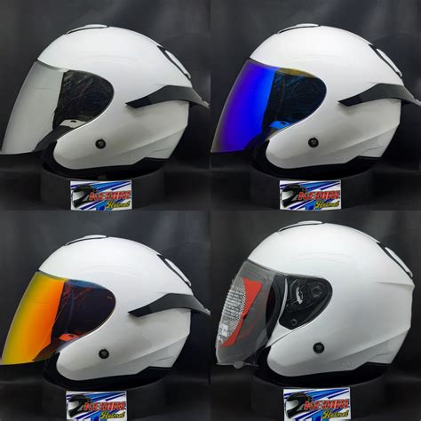 Jual Helm Kyt Kyoto R Solid Polos Half Face Putih Hitam Doff Grey