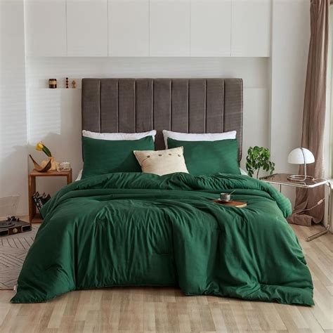 ROSGONIA Emerald Green Comforter Set King - Soft Microfiber Bedding