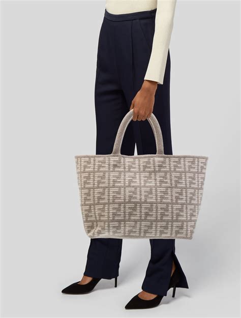 Fendi Large Cashmere Zucca Shopper Tote W Tags Neutrals Totes