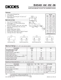 BAS40 Diodes SURFACE MOUNT SCHOTTKY BARRIER DIODE Документация и