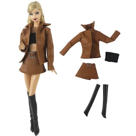 Bjd Ropa De Cuero Marr N Para Mu Eca Barbie Conjunto De Chaqueta Abrigo