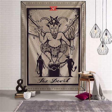 The Devil Tarot Card Poster Baphomet Gothic Satanic Witch Halloween