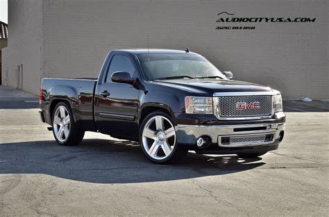 24 Texas Edition Wheels On 2009 Gmc Sierra Single Cab Lowered