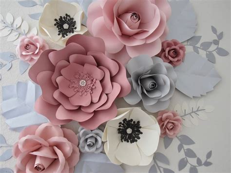 10 Piece Paper Flower Set Nursery Decor Color Etsy