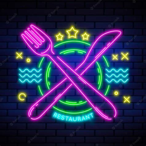 Free Vector | Neon restaurant sign