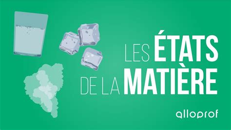 Les états De La Matière Solide Liquide Et Gaz Alloprof