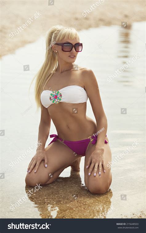 Sexy Bikini Girl Posing Beach Stock Photo Shutterstock