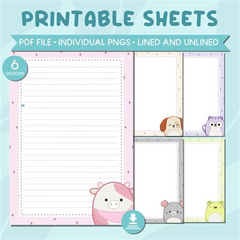 Squishmallows De Papel - Imprimible Squishmallows Papel Digital Squishmallows Papel de escritura ...