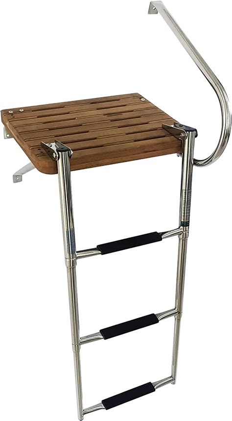 Marine City Stainless Steel 3 Step O B Swim Teak Platform