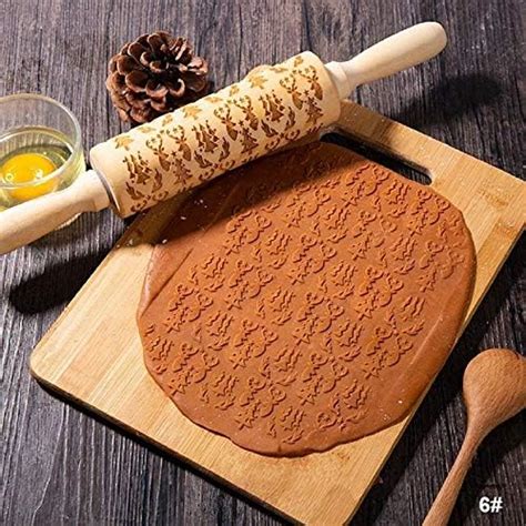 Amazon Christmas Wooden Rolling Pin For Baking Engraved Embossing