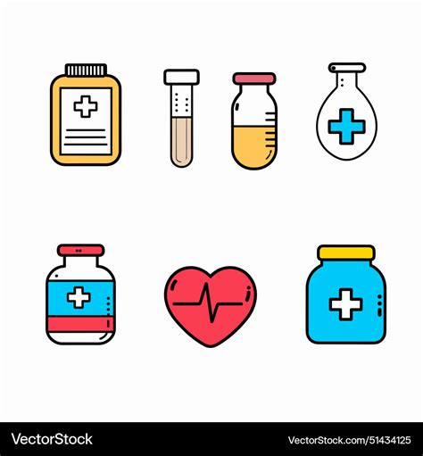 Collection colorful medical icons featuring Vector Image