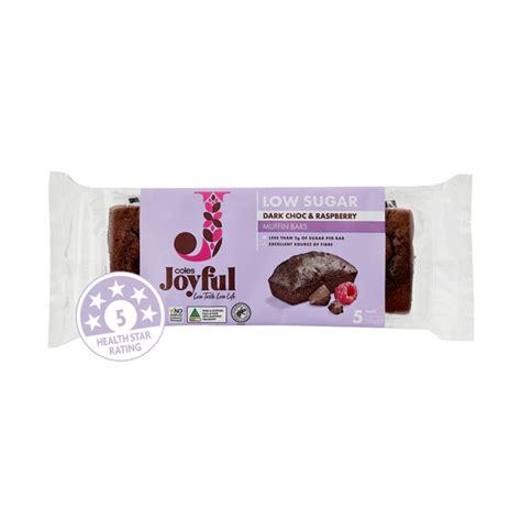 Buy Coles Joyful Dark Chocolate Raspberry Muffin Bars 5 Pack 200g Coles