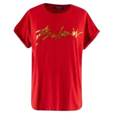 Balmain Red Foil Logo T Shirt For Sale At 1stdibs