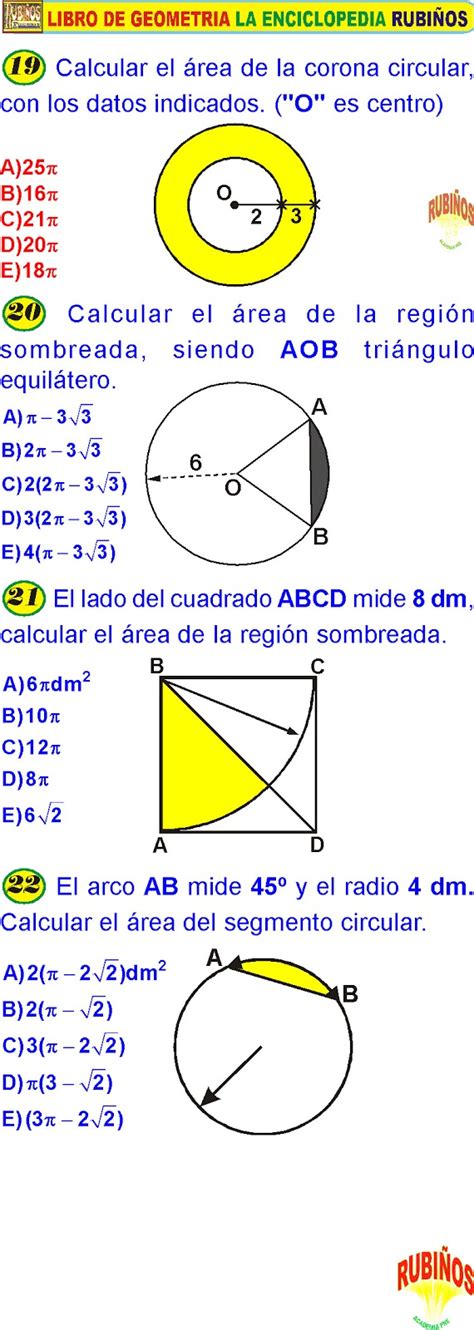 Areas De Regiones Circulares Ejercicios Resueltos Pdf