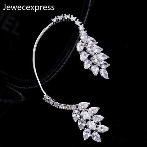 Jewecexpress Drop Clear Zircon Bright Single Ears Hang Earrings Stud