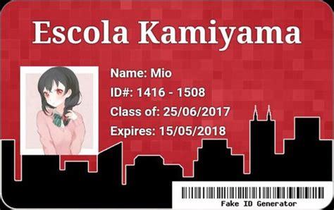 Carteira de identificação Wiki Escola Kamiyama RPG Amino