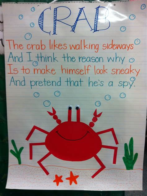 Crab Poem Ocean Theme Classroom Ocean Theme Preschool Ocean Classroom