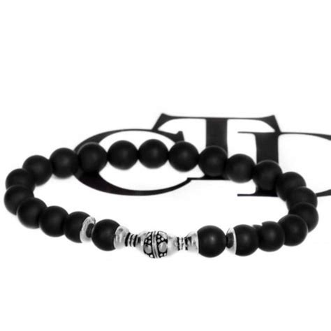 Bracelet Homme Noir Et Argent Un Bracelet Perles Agate Noir Et Argent