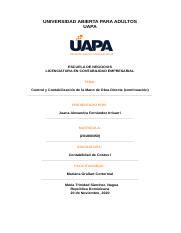 Tarea Ocho Costo 1 Docx UNIVERSIDAD ABIERTA PARA ADULTOS UAPA ESCUELA