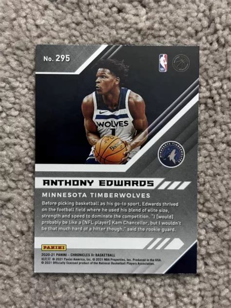 20 21 PANINI CHRONICLES Xr Recrue Anthony Edwards 295 Timberwolves