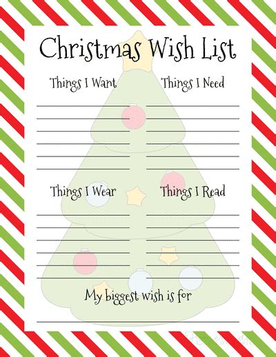 Free Printable Christmas Wish List Templates