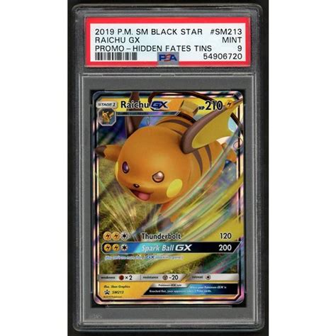 Pokemon 2019 Raichu Gx Hidden Fates Promo Psa 9 Mint