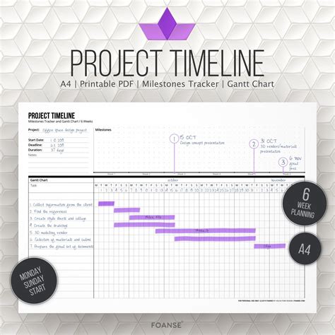 Project Planner Printable Work Planner Business Planner Gantt Chart